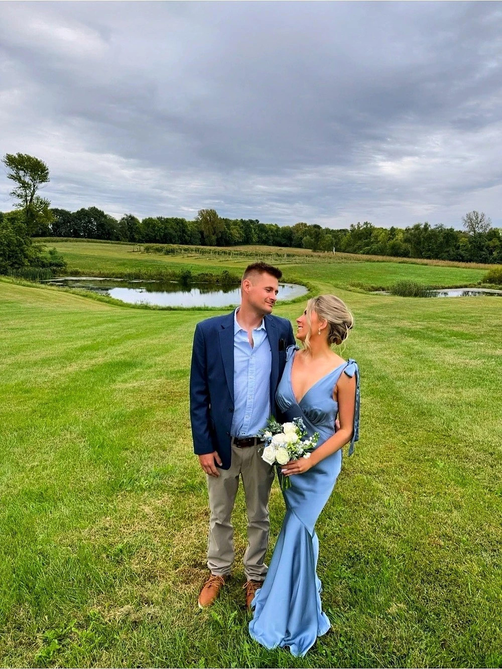Birdie Grey Formal Dress in Shade Dusty Blue